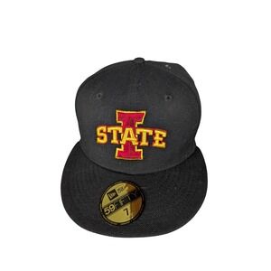New Era 59FIFTY Fitted Hat Black Iowa State Cyclones Red Yellow Logo Size 7 1/4